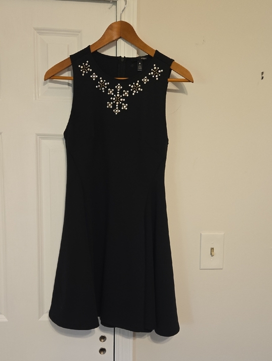 Aqua Dresses & Skirts - Aqua Sleeveless Black Jewel-Neck Fit & Flare Dress